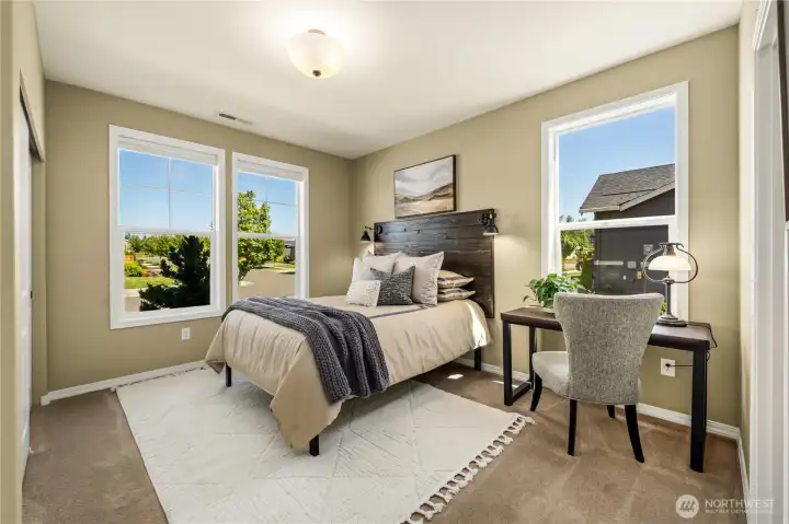 Guest suite offers premium Karastan carpet and plush pad and its' own full bath.  Custom shades throughout.