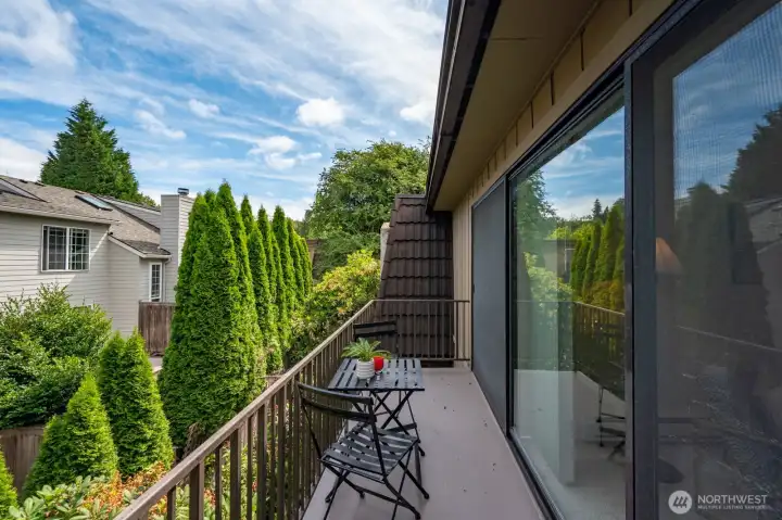 The deck can be accessed through the living room and also the bedroom. The deck can be accessed through the living room and also the bedroom.