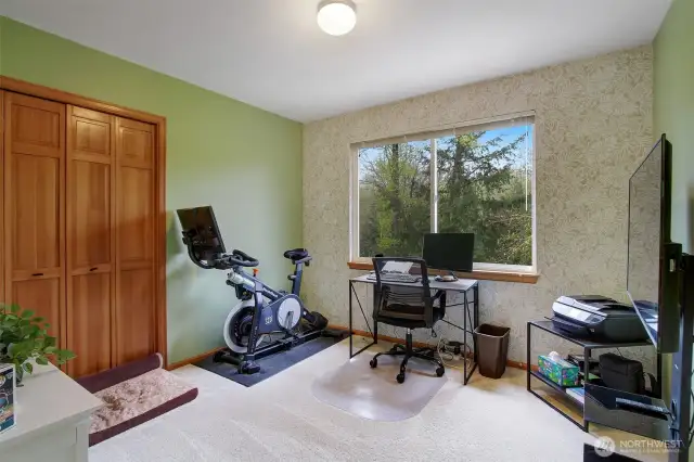 Bedroom 4 upstairs, alternatively used as an office/ workout space.