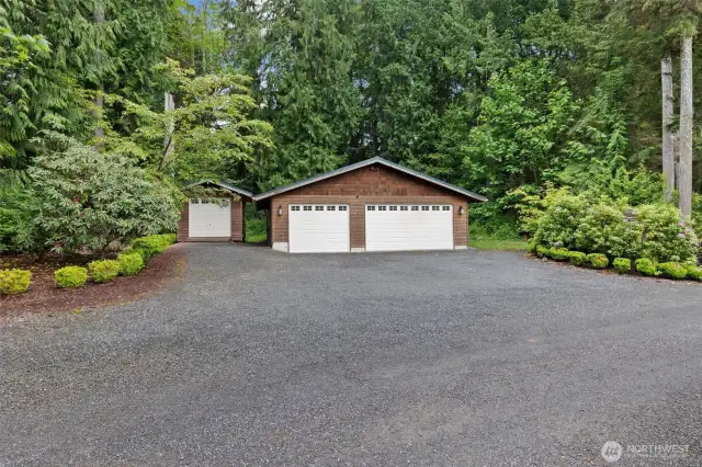 Detached garage able to hold up to 4 vehicles.  Plus an additional utility shed.