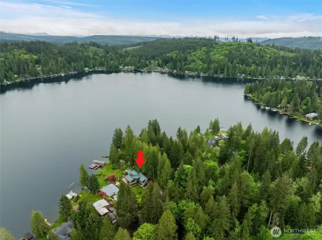 Ariel view of home on Lake Roesiger.