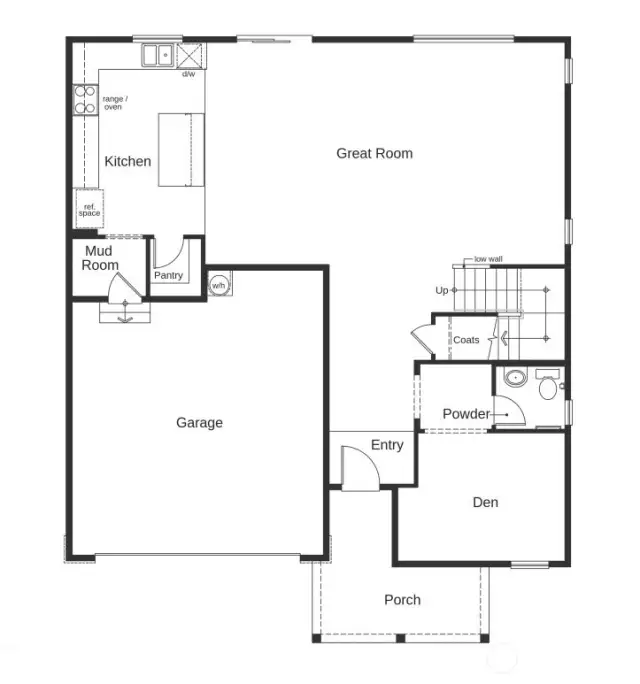Main floor with den