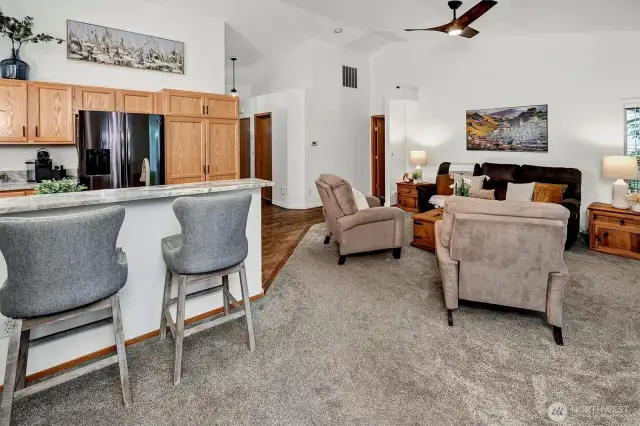 Living is easy with coveted single-level  floorplan and open layout