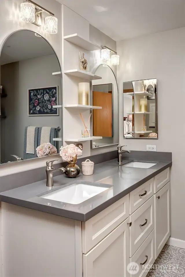 Updated, stylish double vanity
