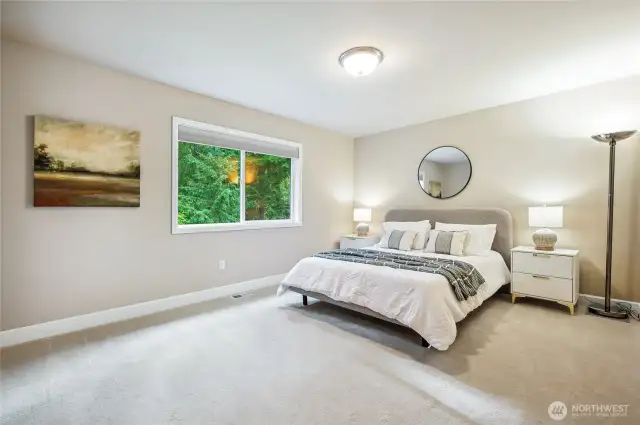 Bright and airy, spacious bedroom with walk-in closet, perfect for family and guests.