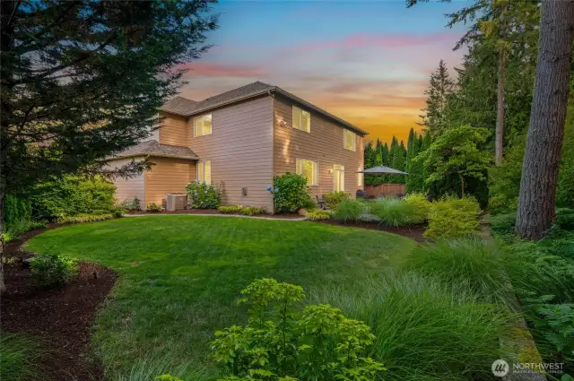 Lush, tree-lined surroundings create peaceful seclusion.