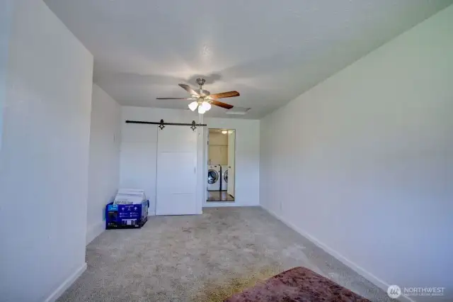 Bedroom 3, barndoor closet (Unit A)
