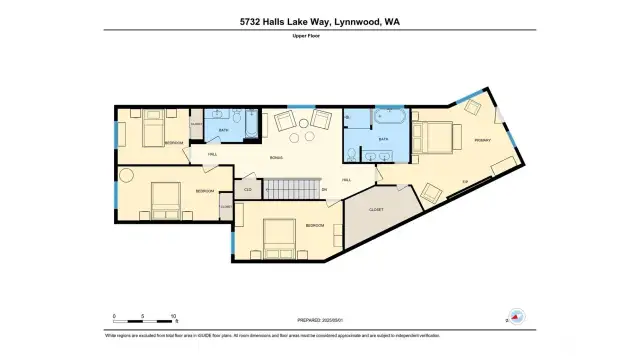 Floor plan for upper level of home.