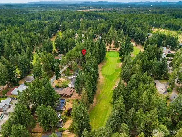Aerial of the 4th fairway and the home.