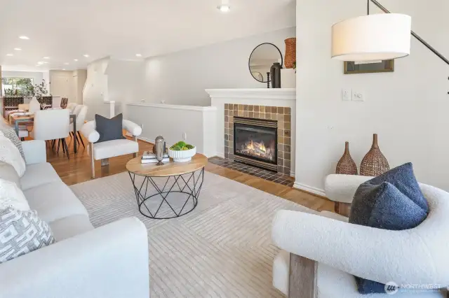 A great-room layout provides freedom of movement and room for guests.