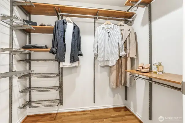 Primary suite walk-in closet.
