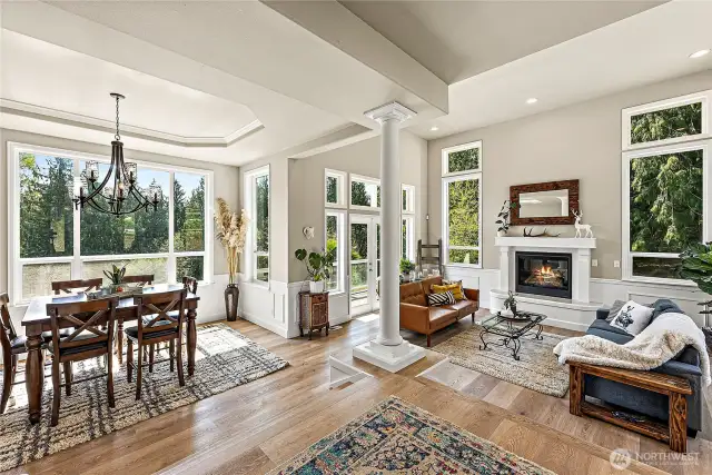 Dining room and living room w/fireplace