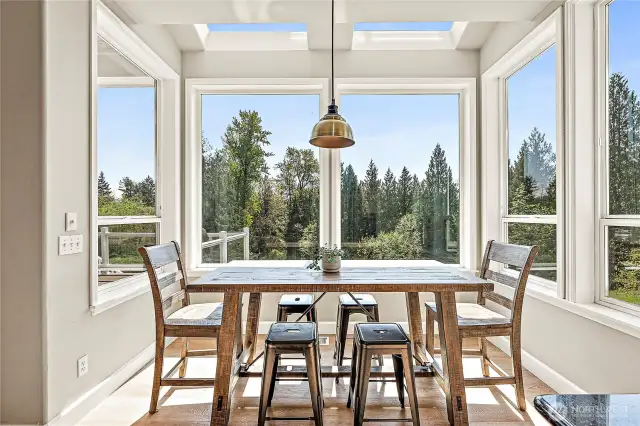 Dining nook, surrounded by windows!