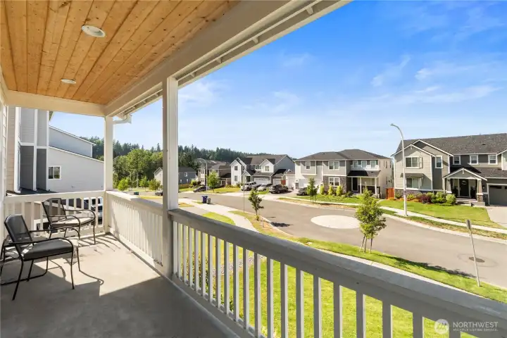 Upstairs covered deck area off the living room.