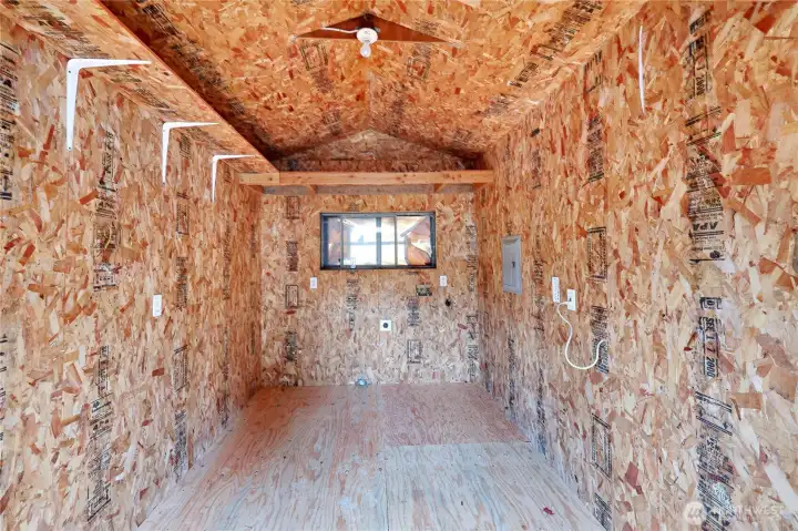 Inside shed