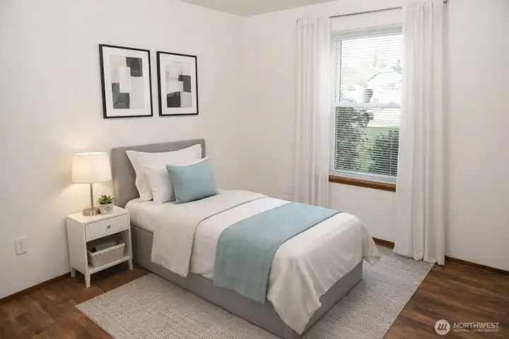 Virtually staged second bedroom and large closet!