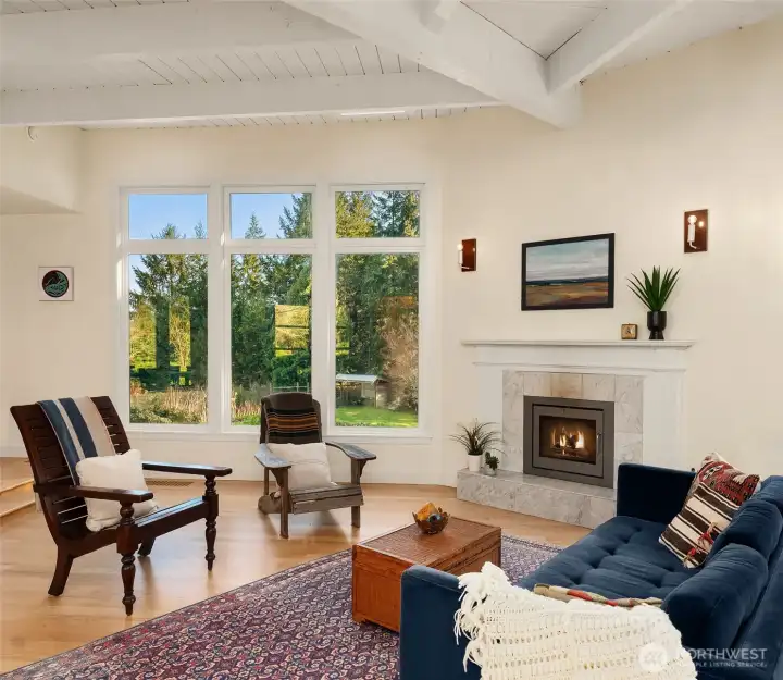 Lovely morning sun from these east facing windows! Oak floors were recently refinished.