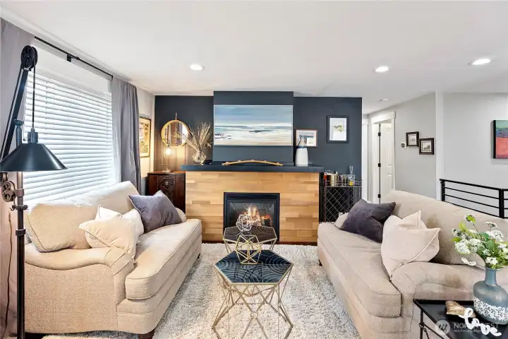 The cozy gas fireplace is a sweet spot to begin an evening with beverage and fire or snuggle up with a book on a chilly day or eve The cozy gas fireplace is a sweet spot to begin an evening with beverage and fire or snuggle up with a book on a chilly day or eve