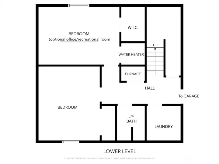 Lower level floor plan. Not to scale. For informational purposes only. Lower level floor plan. Not to scale. For informational purposes only.