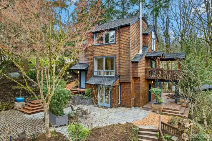 Bluestone patio off the front of the house.