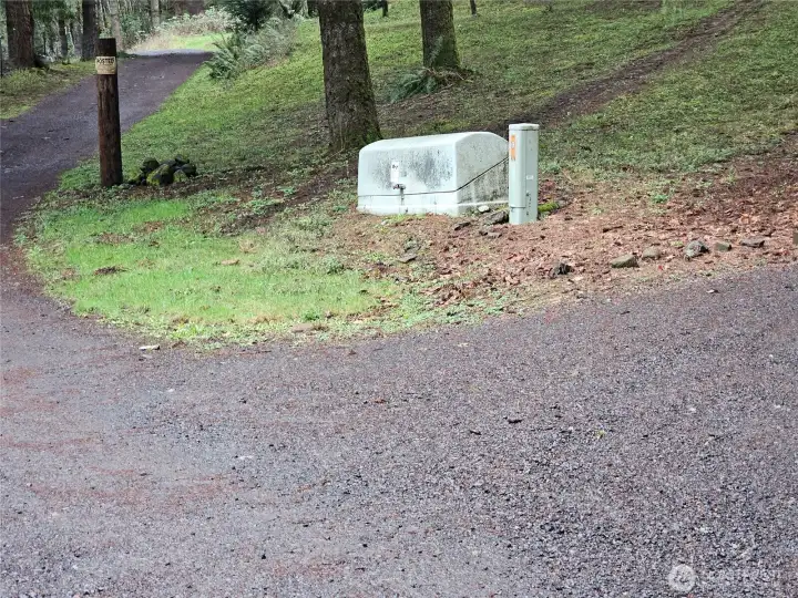 Power is along the private roadway