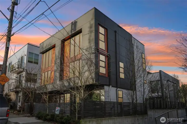 Dusk mode facing home.