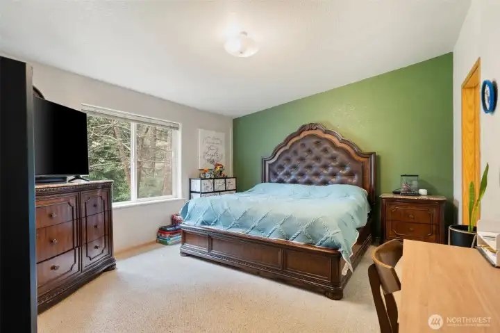 With a split floor plan, the primary suite is on the opposite end of the home