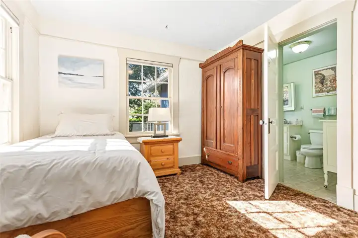 Bedroom on east side of home with bathroom access