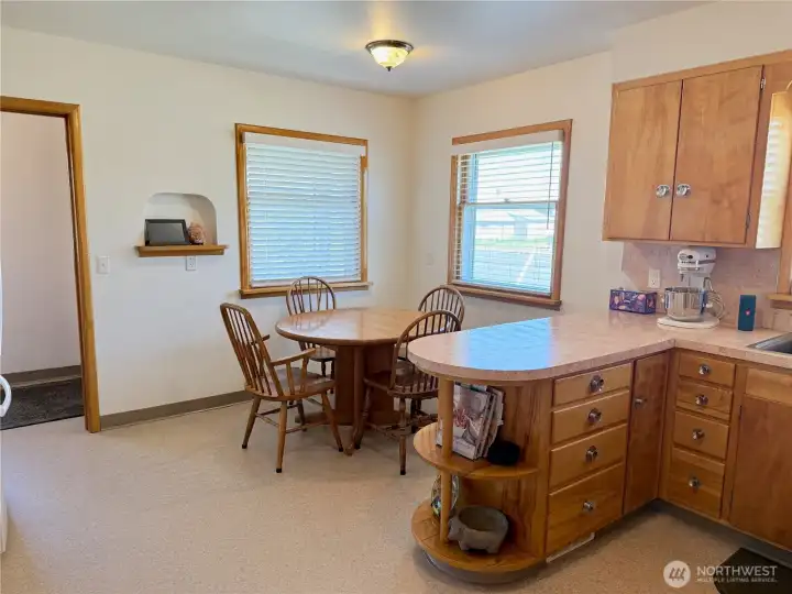 Open kitchen and dining layout with great natural light