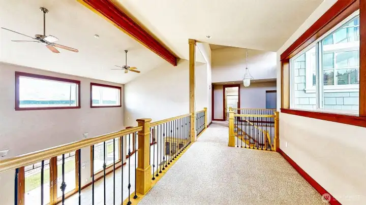 There is a fantastic roomy landing with a fantastic view.