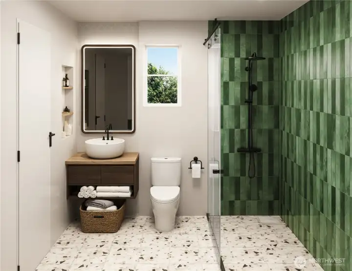 artistic rendering of possible finishes in ensuite   bathroom