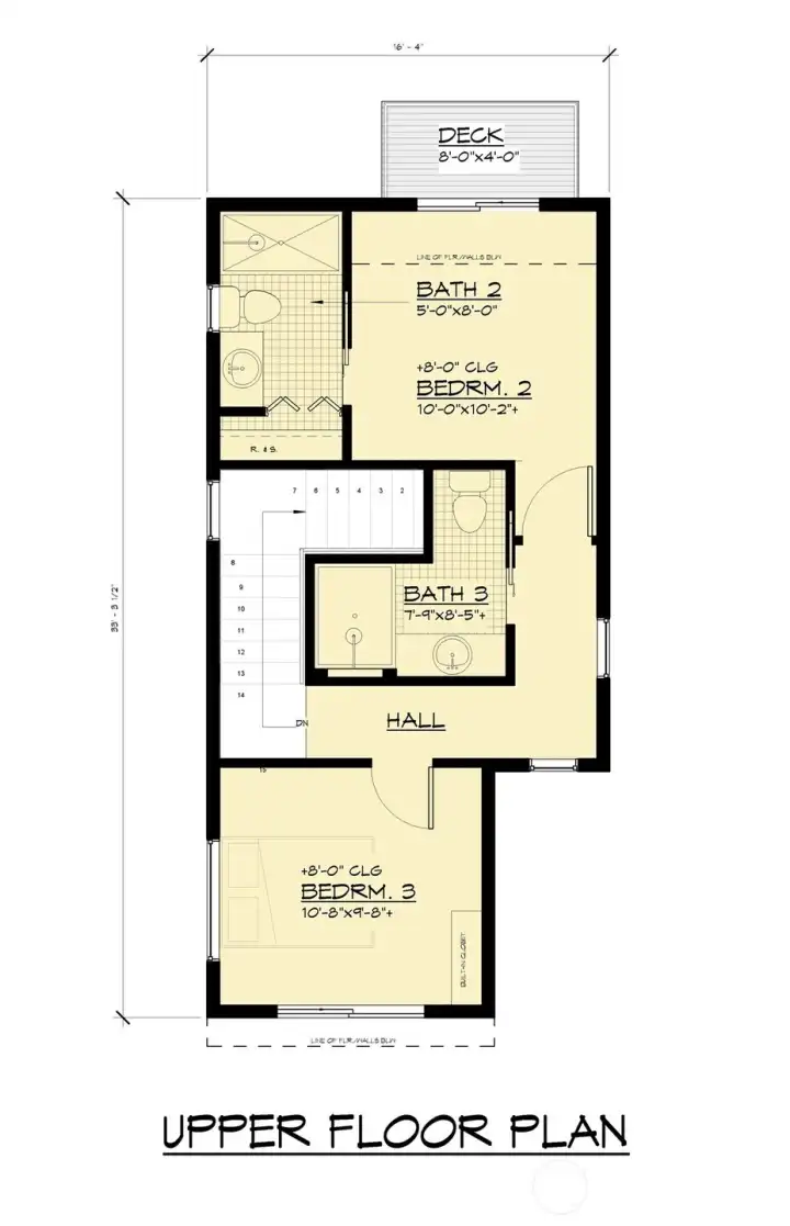 floorplan of 3rd floor (bedrooms 1 & 2)