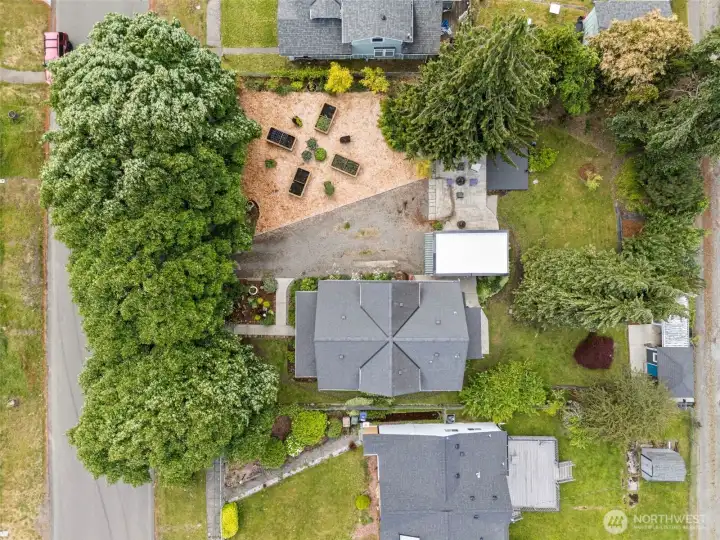 Overhead view of both lots