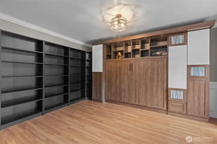 Office/den with bookcases and murphy bed