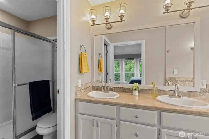 Primary bathroom with soaking tub.