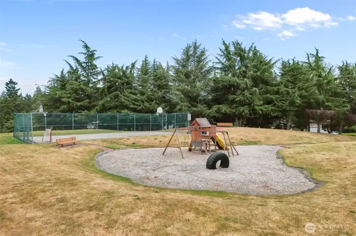 Community Park and athletic courts.