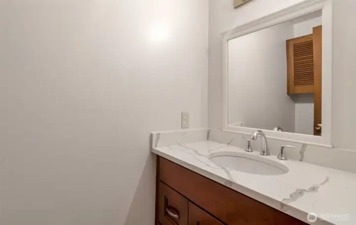 A powder room on main floor