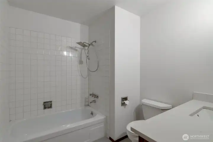A full bathroom upstairs