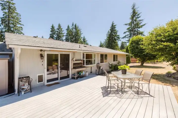 Large deck in back spacious back yard Large deck in back spacious back yard