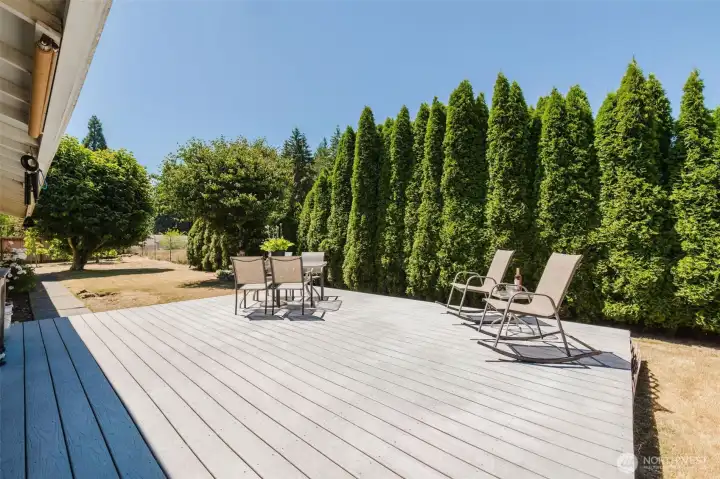 Large deck in back spacious back yard Large deck in back spacious back yard