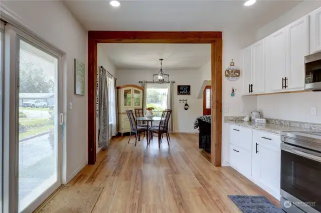 Looking back at dining from end of kitchen.