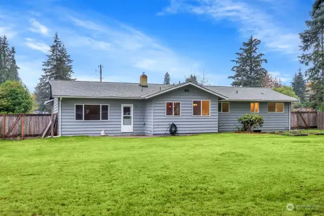 Looking at the back of the home.