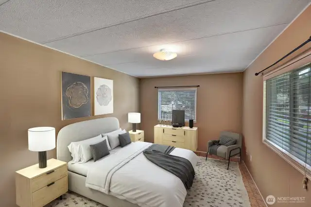 One of two guest bedrooms can be office or whatever you choose. Windows bring in notable natural iight.