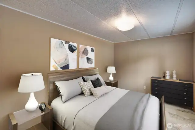 Second guest bedroom will accommodate a queen bed and additional furniture or make this you exercise room.   You decide!