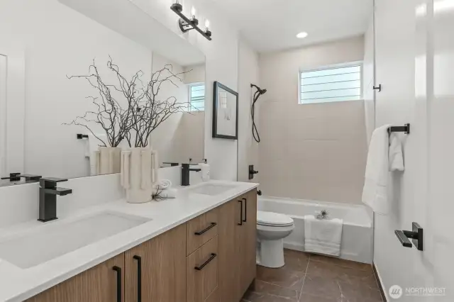 Full Bath with Double Sinks for 3rd and 4th Bedrooms