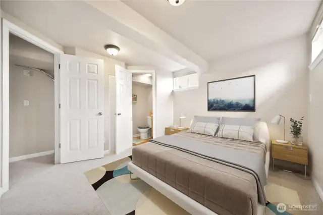 Downstairs bedroom with bathroom