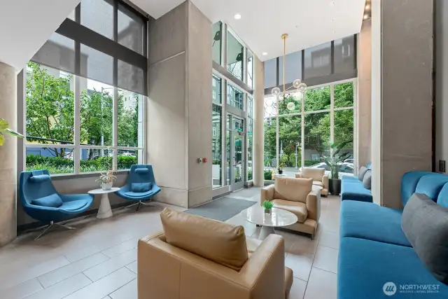 Here is the Main Lobby for the South Tower located on the corner of Western & Cedar. Not pictured on the left is the Concierge Desk. There is also a second Lobby for the North Tower located on Clay Street but you can access the unit from either one.