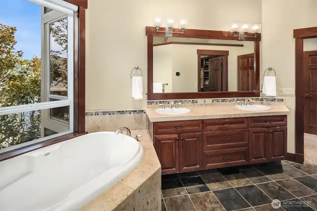 5 piece primary spa bathroom.