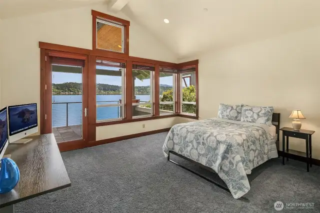 Stunning spacious view bedroom with walk in closet and view deck.