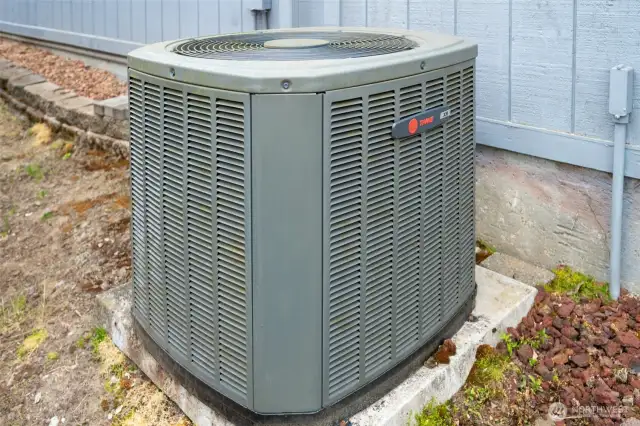 Heat pump keeps the home comfortable year-round with energy-efficient heating and cooling.